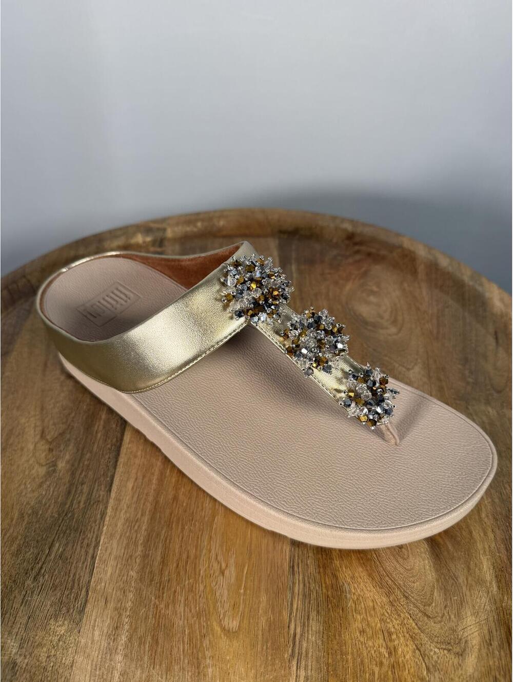 FitFlop Galaxy Toe Wedge Flip Flop Women’s US 9 Platino Sandals NWB - Picture 9 of 12